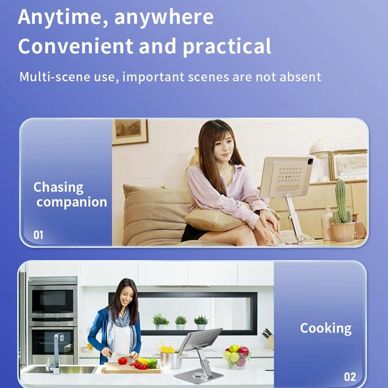 Portable Telescopic Desktop Phone Stand | Foldable & Rotating | Silver