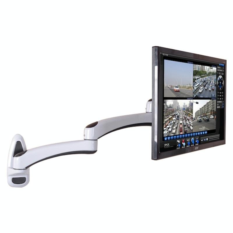 White Dual-Section Telescopic Monitor Stand | Wall-Mounted