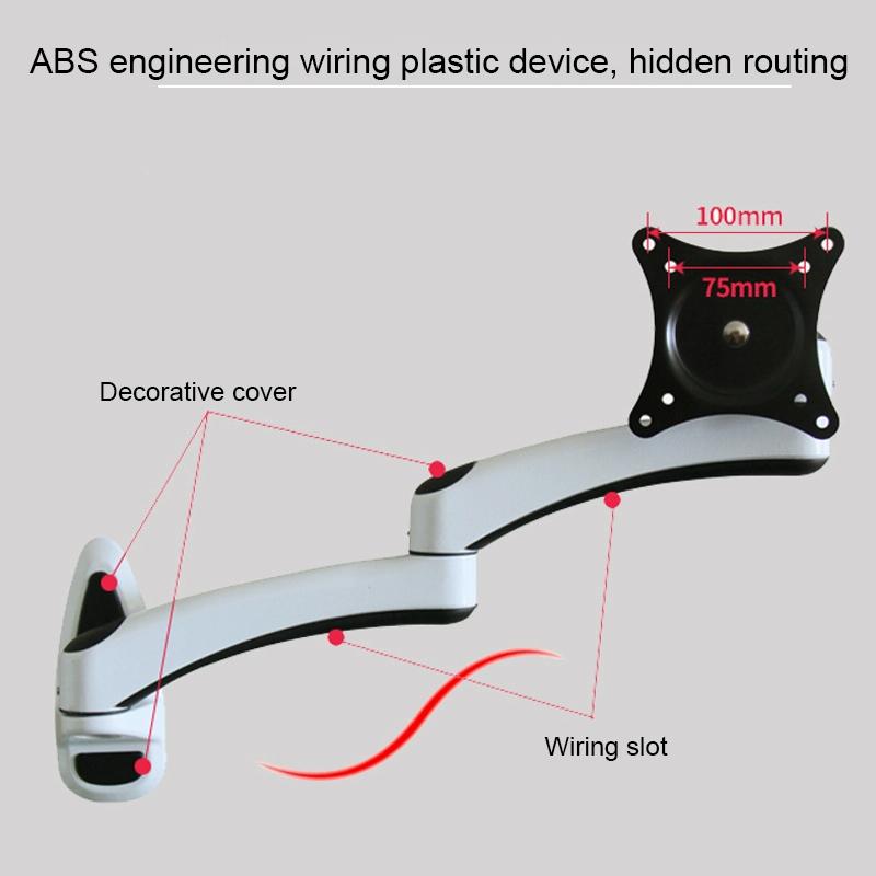 White Dual-Section Telescopic Monitor Stand | Wall-Mounted