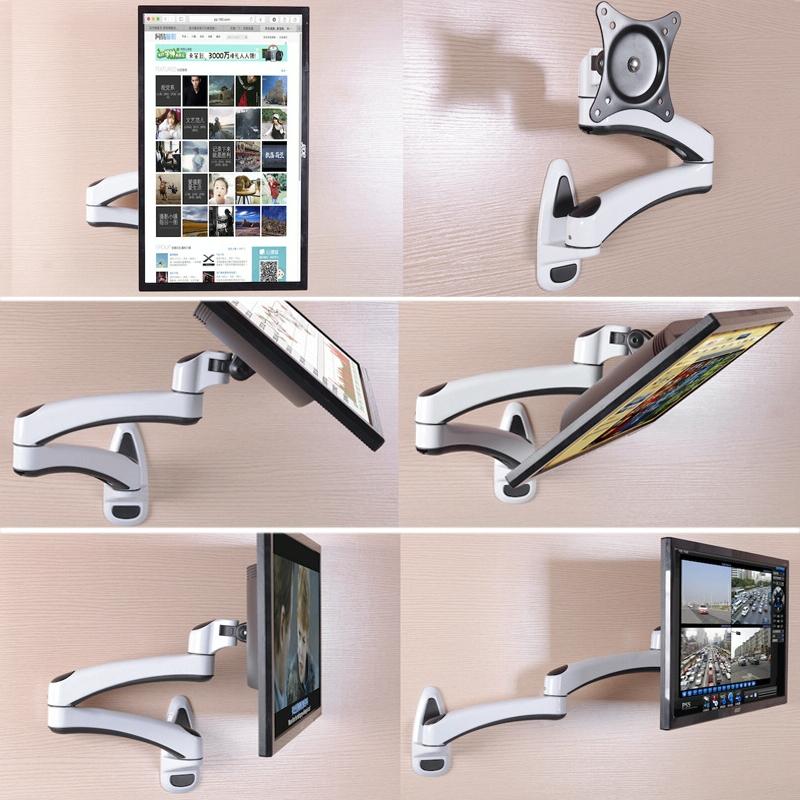 White Dual-Section Telescopic Monitor Stand | Wall-Mounted