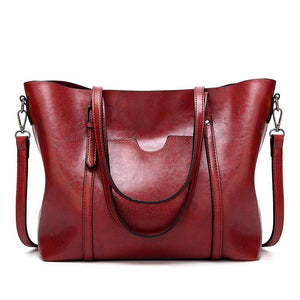 Stylish All-Match Leather Handbag | Wax Finish | Wine Red