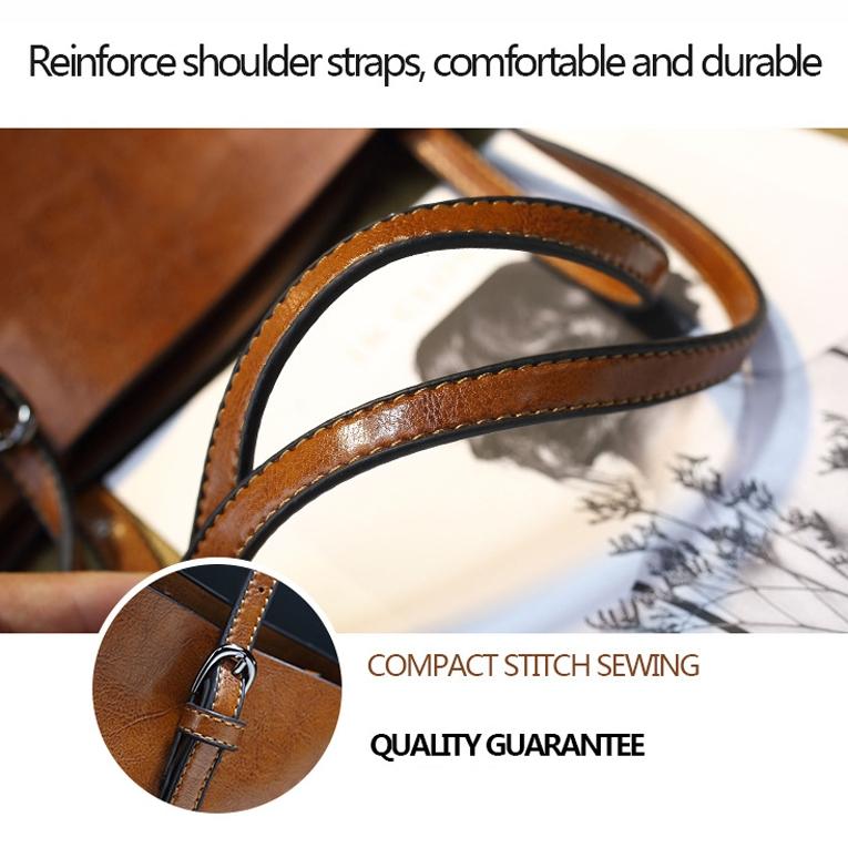 Stylish All-Match Leather Handbag | Wax Finish | Wine Red