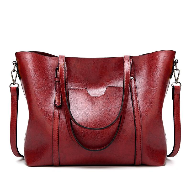 Stylish All-Match Leather Handbag | Wax Finish | Wine Red