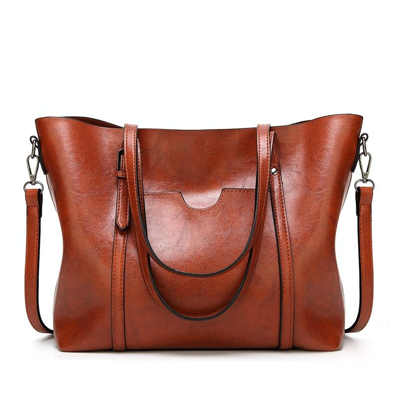 Stylish All-Match Leather Handbag | Wax Finish | Wine Red