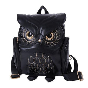 Women’s Owl Print PU Backpack | Colourful & Stylish | Black