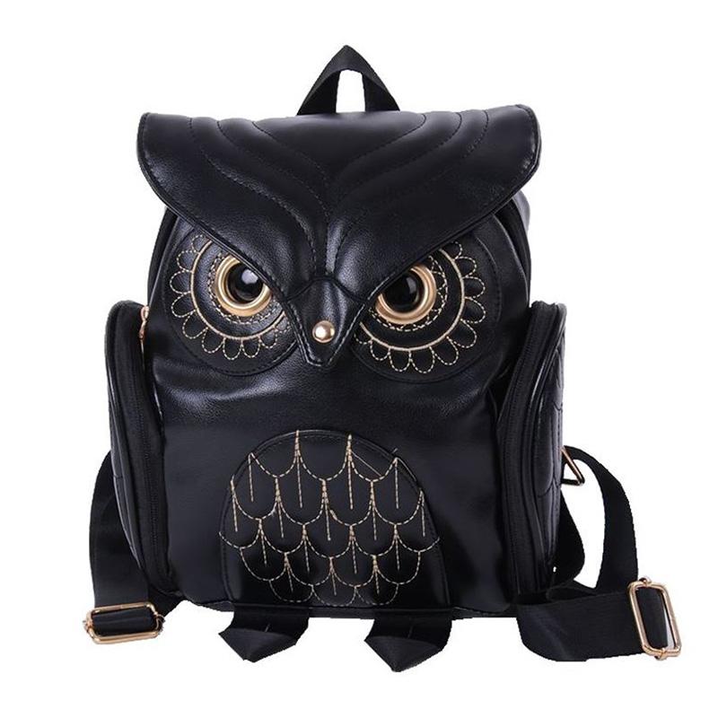 Women’s Owl Print PU Backpack | Colourful & Stylish | Black