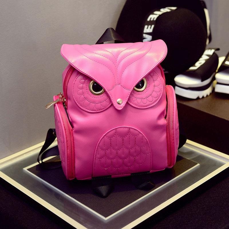 Women’s Owl Print PU Backpack | Colourful & Stylish | Black