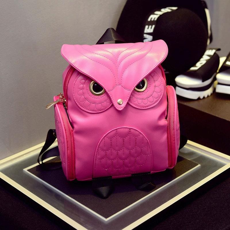 Women’s Owl Print PU Backpack | Colourful & Stylish | Black