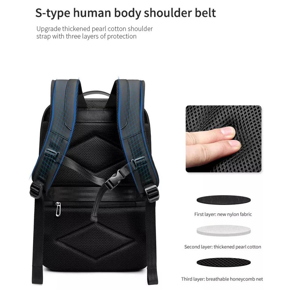 Large Capacity Waterproof Laptop Backpack with USB Port for Business Travel | Light Grey