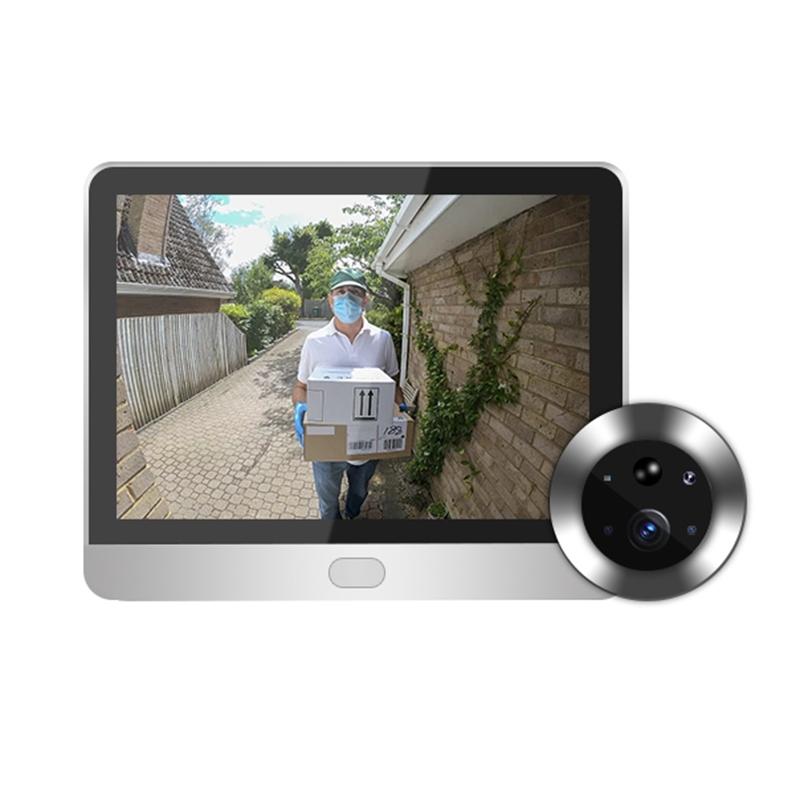 Smart Cat Eye Video Doorbell | 1080P WiFi | 4.3" Screen | Hidden Graffiti Design | Black