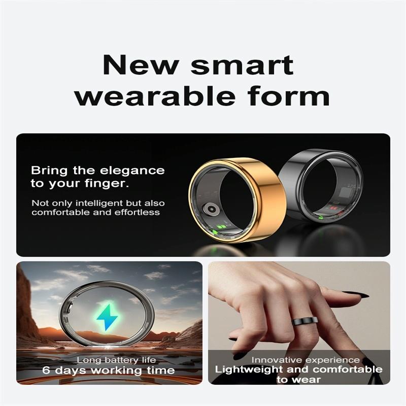Smart Ring | Heart Rate | Blood Oxygen | Sleep Monitoring | Sports Modes | Size 8 | Black