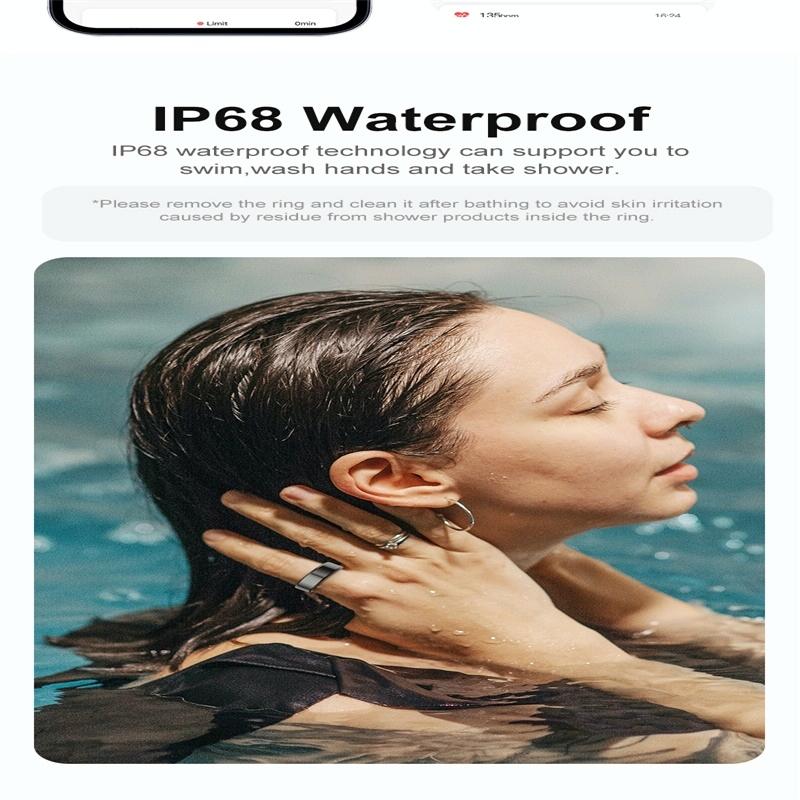 Smart Ring | Heart Rate | Blood Oxygen | Sleep Monitoring | Sports Modes | Size 8 | Black