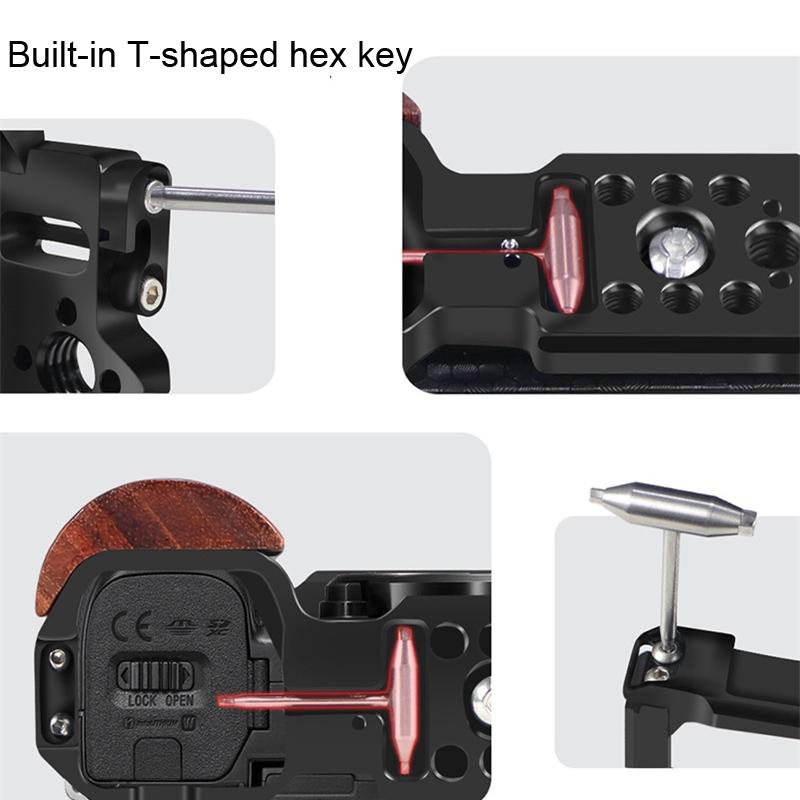 Wooden Handle Alloy Rabbit Cage | Sony ZV - E10 Camera | Black