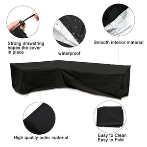 Waterproof Outdoor Corner Sofa Cover | 200x270x82cm | Black