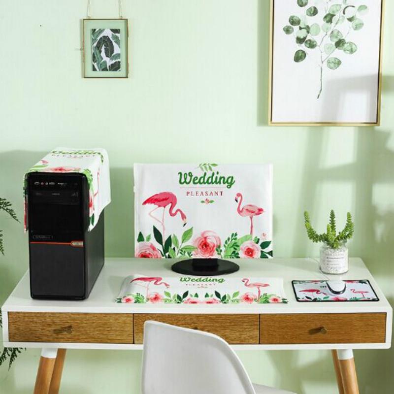 Universal 3-in-1 Desktop PC Dust Cover | Fits 20-22 Inch | Flamingo