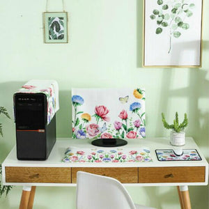 Universal 3-in-1 Desktop PC Dust Cover | Fits 20-22 Inch | Flamingo