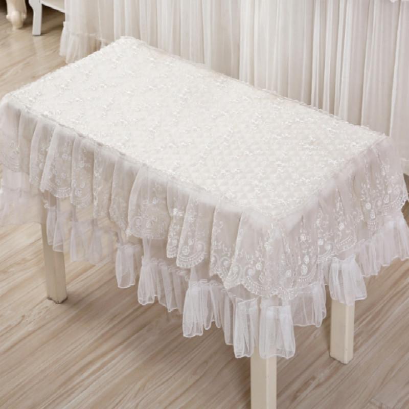 White Lace Piano Dust Cover | Embroidered Full Size Double Seats | 153x33x120