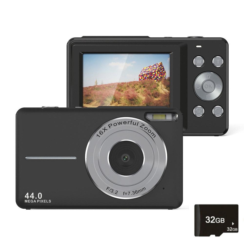 Mini Children Photography Camera | 2.4-Inch HD | 16x Zoom | Black + 32GB
