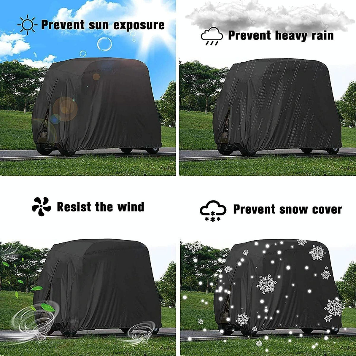 Waterproof Golf Cart Scooter Cover | 285x122x168cm | Black