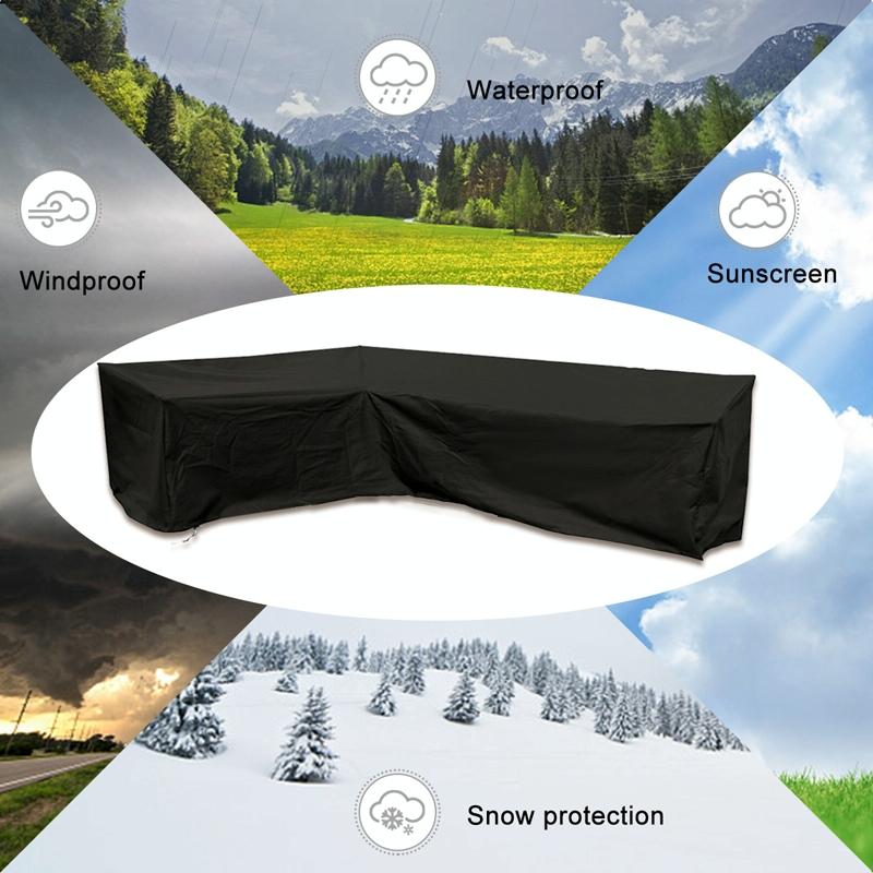 Waterproof Outdoor Corner Sofa Cover | 300x300x98cm | Black