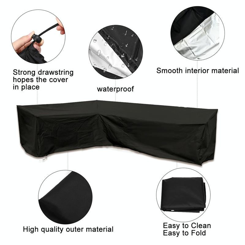 Waterproof Outdoor Corner Sofa Cover | 300x300x98cm | Black