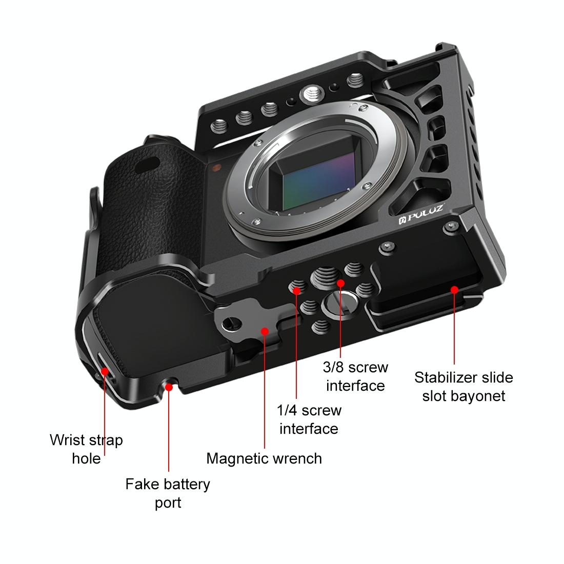 Metal Camera Cage for Sony A6500 / A6400 / A6300 / A6000 | Stabilizer Rig | Black