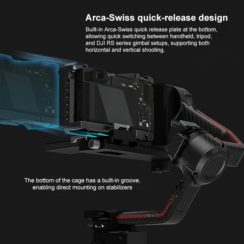 Metal Camera Cage for Sony A6500 / A6400 / A6300 / A6000 | Stabilizer Rig | Black