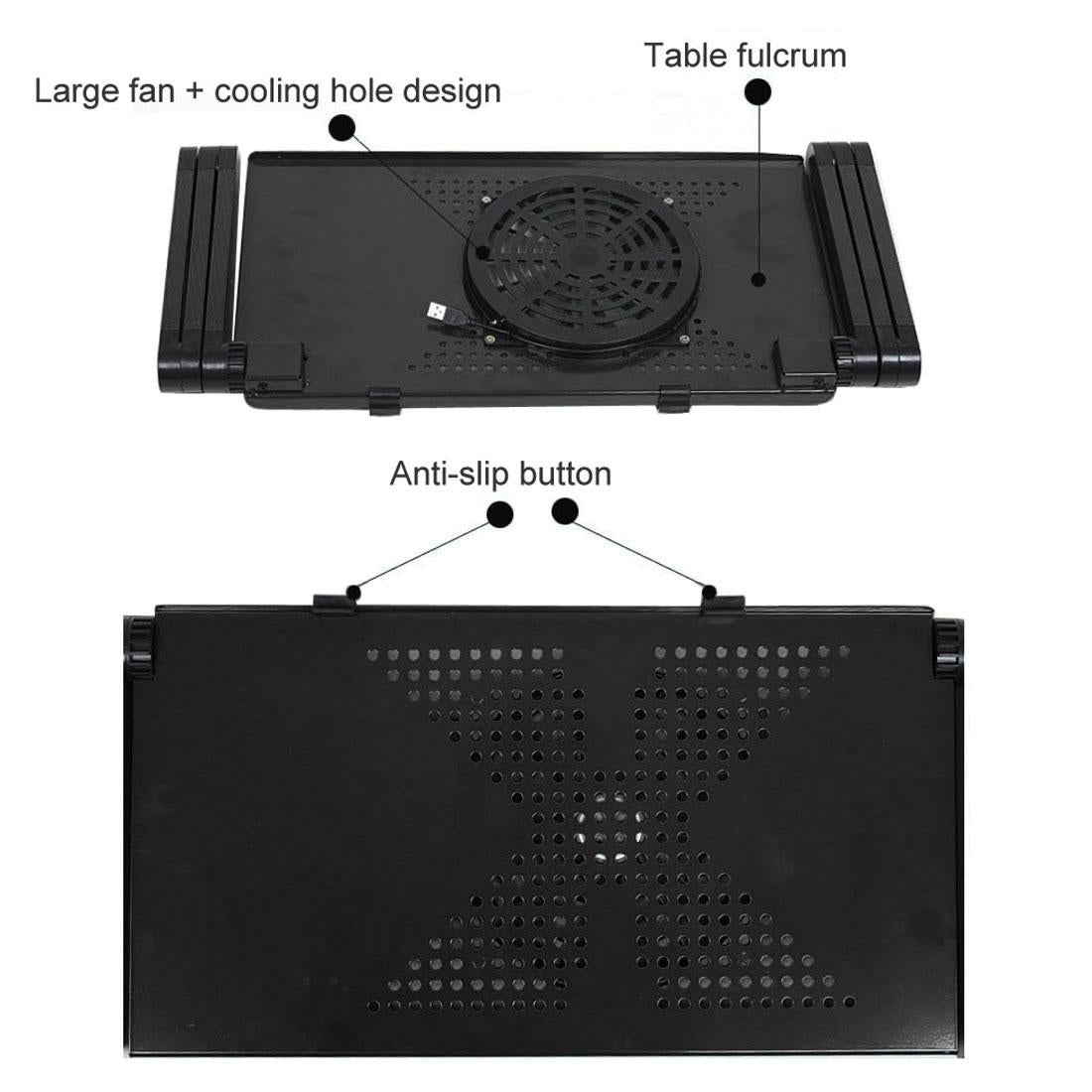 Adjustable Foldable Laptop Stand with Fans & Mouse Pad | Portable Aluminum Alloy | Black