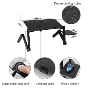 Adjustable Foldable Laptop Stand with Fans & Mouse Pad | Portable Aluminum Alloy | Black