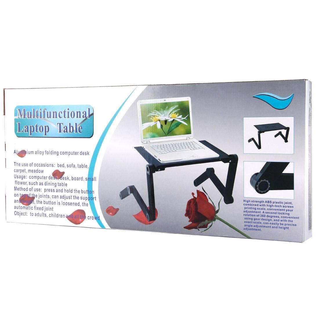 Adjustable Foldable Laptop Stand with Fans & Mouse Pad | Portable Aluminum Alloy | Black