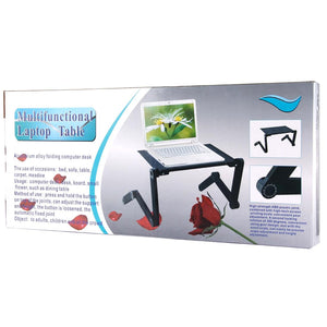 Adjustable Foldable Laptop Stand with Fans & Mouse Pad | Portable Aluminum Alloy | Black