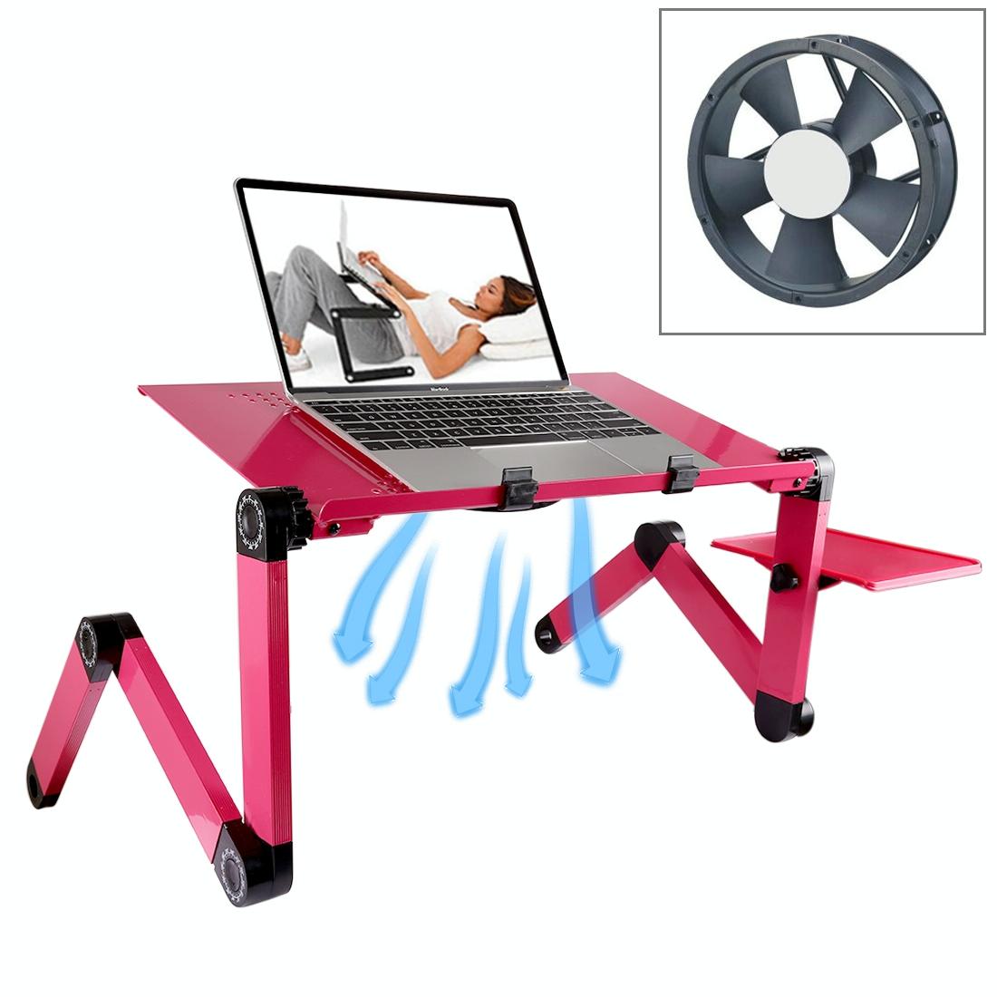 Adjustable Foldable Laptop Stand with Fans & Mouse Pad | Portable Aluminum Alloy | Black