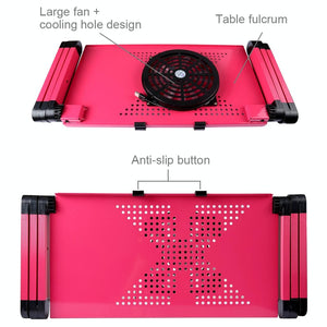 Adjustable Foldable Laptop Stand with Fans & Mouse Pad | Portable Aluminum Alloy | Black