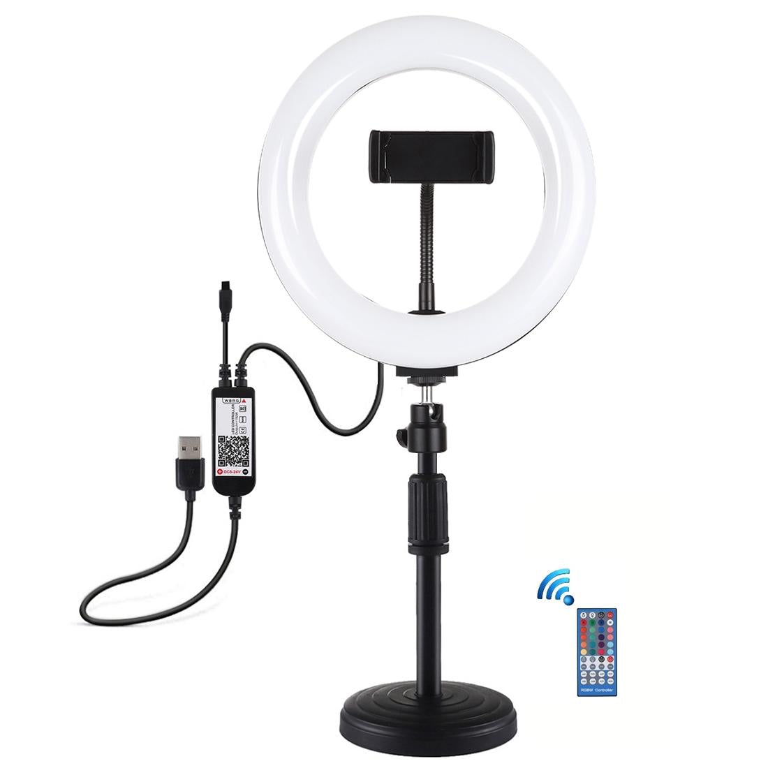 7.9" RGBW LED Ring Light with Dual Colour Temperature & Phone Clamp