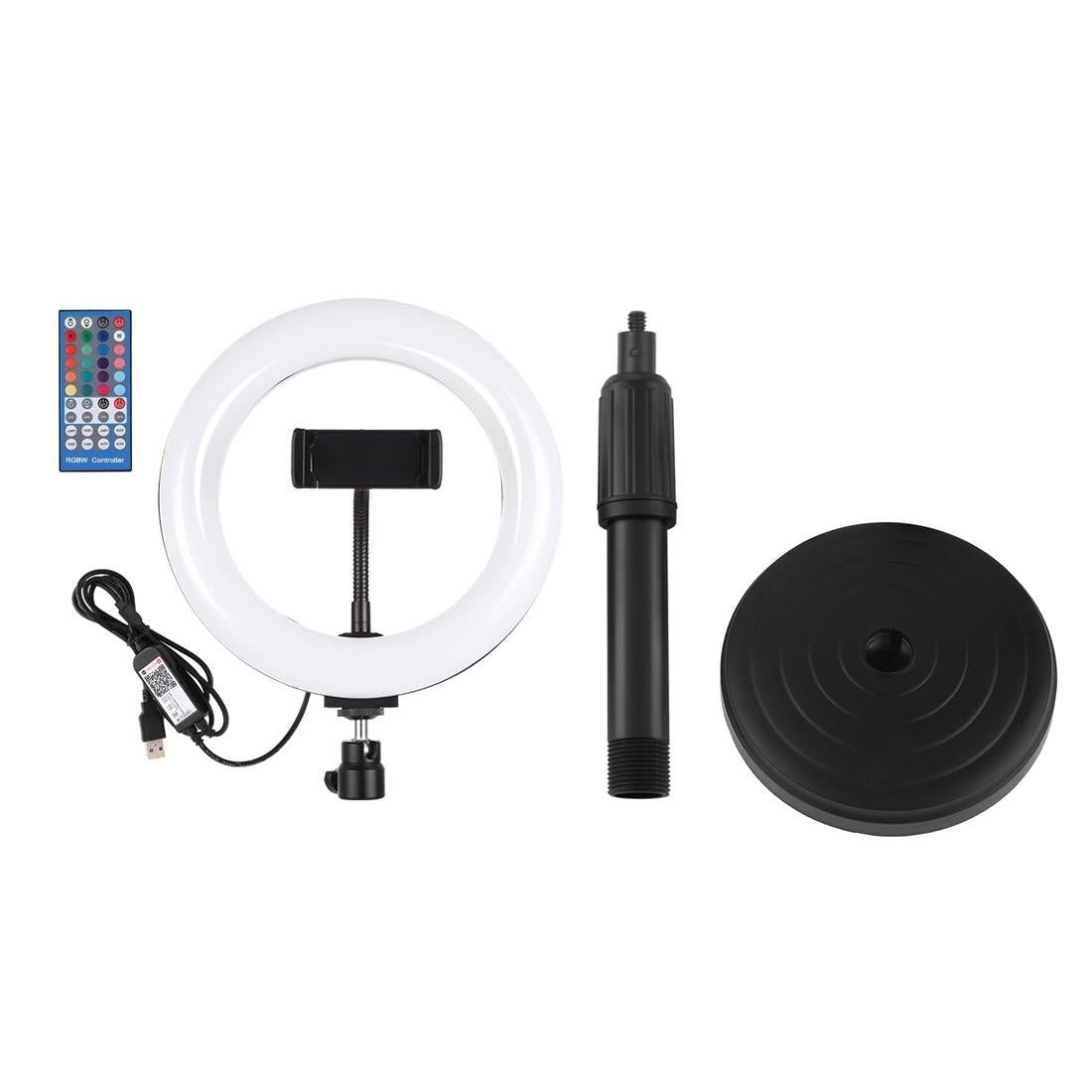 7.9" RGBW LED Ring Light with Dual Colour Temperature & Phone Clamp