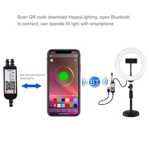 7.9" RGBW LED Ring Light with Dual Colour Temperature & Phone Clamp