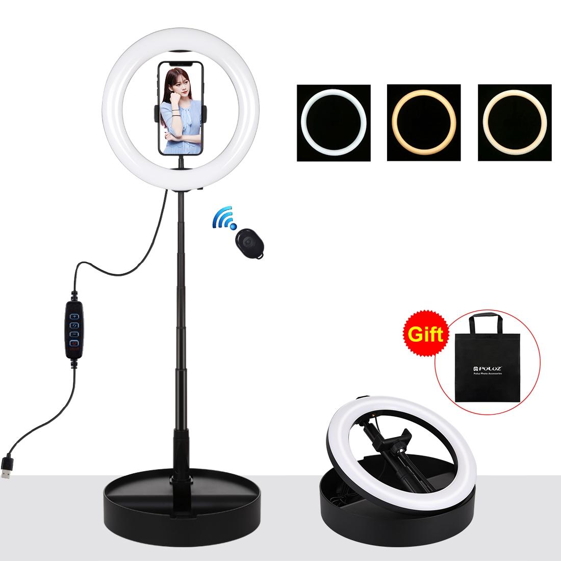 10.2" Dual-Colour LED Ring Light | With USB | Bluetooth Remote & Phone Holder | Black