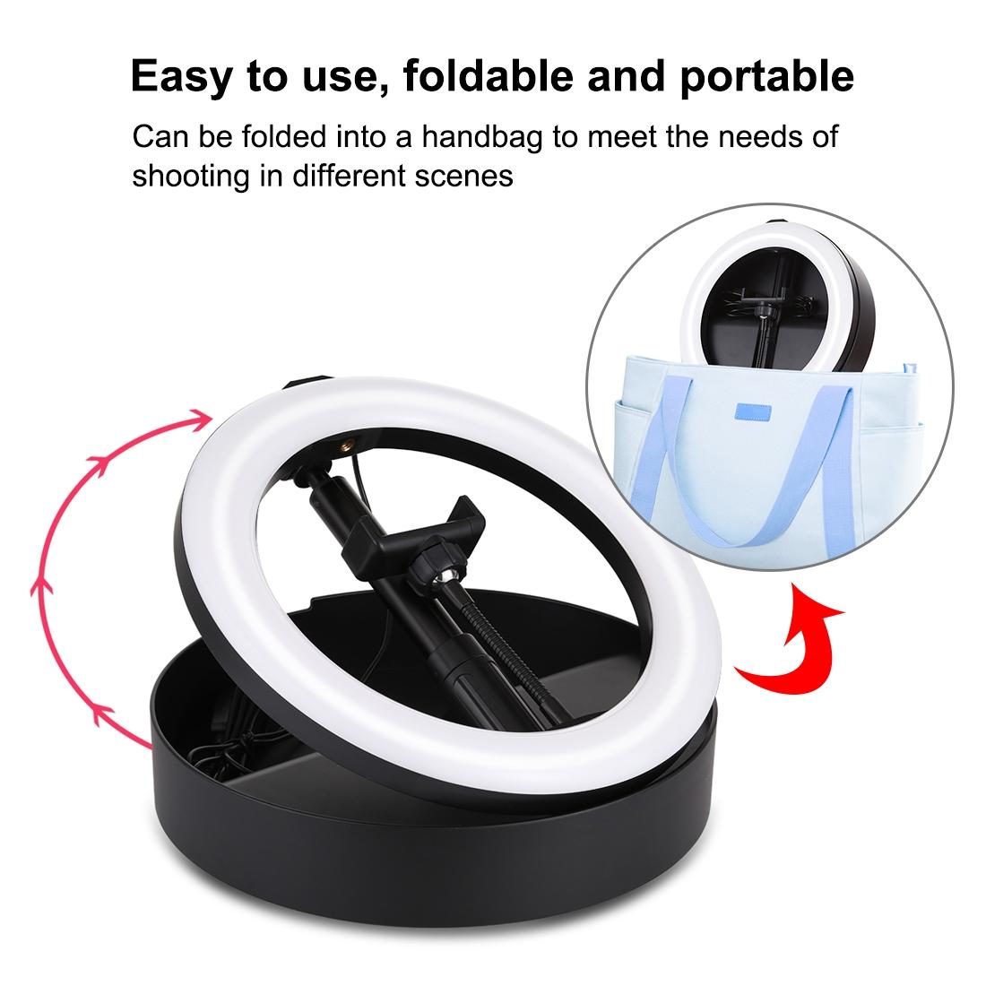 10.2" Dual-Colour LED Ring Light | With USB | Bluetooth Remote & Phone Holder | Black