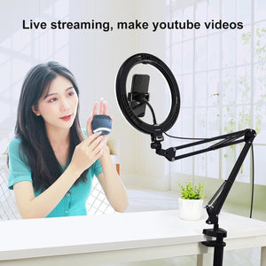 10.2" Ring Light with USB | 3 Modes | Dual Colour | Phone Clamp