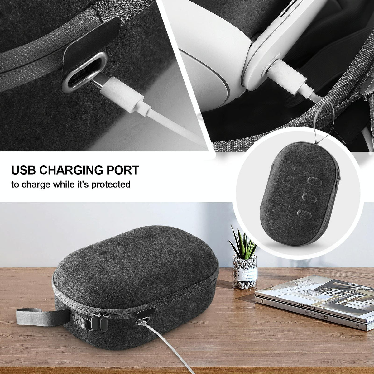 Protective VR Storage Bag for Apple Vision Pro / Meta Quest 3 Glasses | Grey