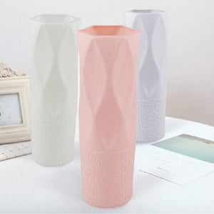 3-Piece Plastic Vase Set | For Dry & Wet Flower Arrangements & Floral Decor | Gray