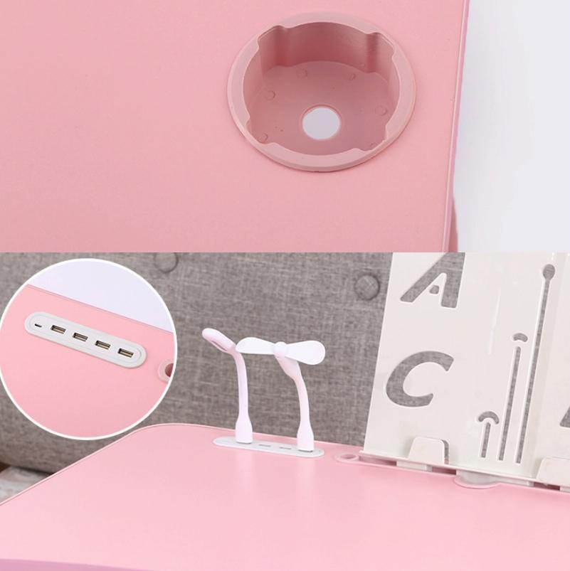 Portable Folding Desk with Fan & Lamp | Compact Design | Teenage Pink
