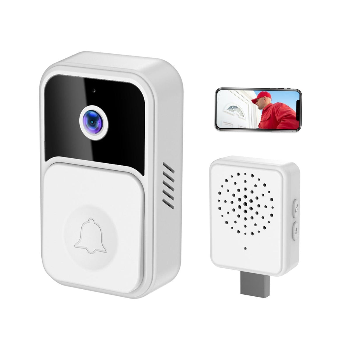 Wireless Smart Video Doorbell | 90 Degree Wide Angle | White