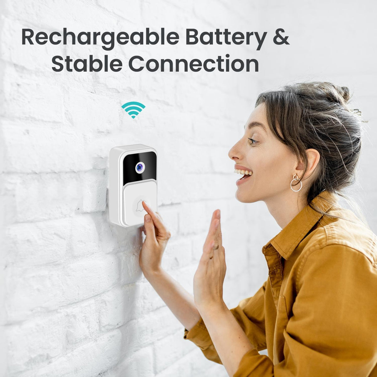 Wireless Smart Video Doorbell | 90 Degree Wide Angle | White