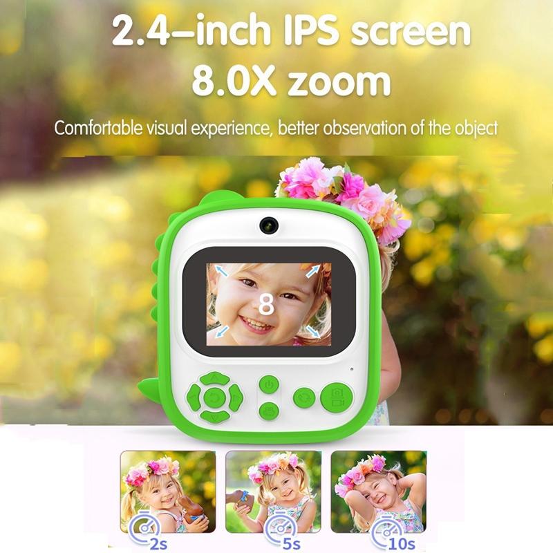 Instant Printing Camera with 2.4" HD Screen & 32GB TF Card | Green