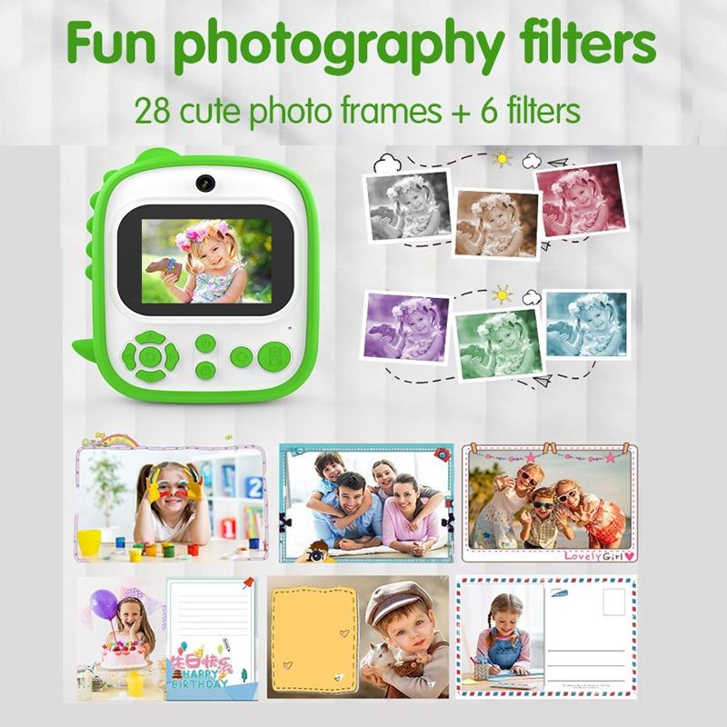 Instant Printing Camera with 2.4" HD Screen & 32GB TF Card | Green