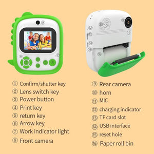 Instant Printing Camera with 2.4" HD Screen & 32GB TF Card | Green