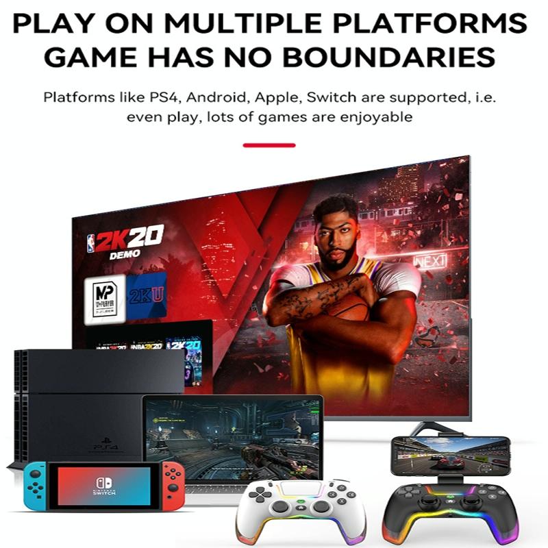 Wireless Bluetooth Grip for PS4 | Dazzling Colour Light | Pink