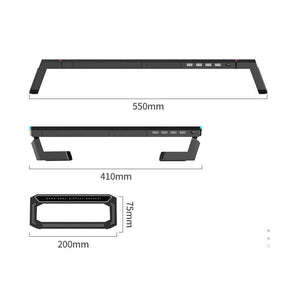 Foldable Laptop Stand with RGB Lighting & USB Expansion | Monitor Rack | Obsidian Black