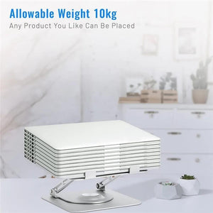 360° Rotating Laptop Stand | Foldable Aluminum Bracket | Silver